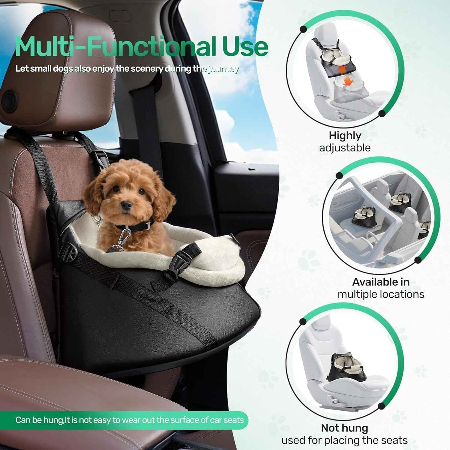Small Dog Car Seat Booster for Dogs Up to 7 lbs