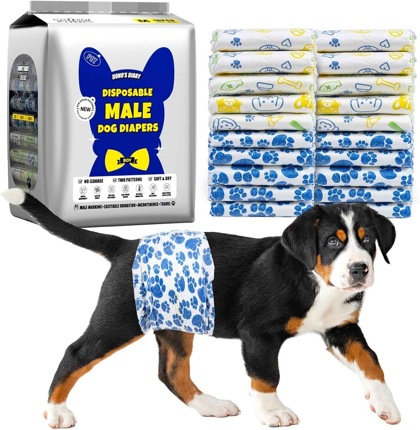 Male Dog Diapers Disposable Belly Bands | Leakproof Wraps 60 Count