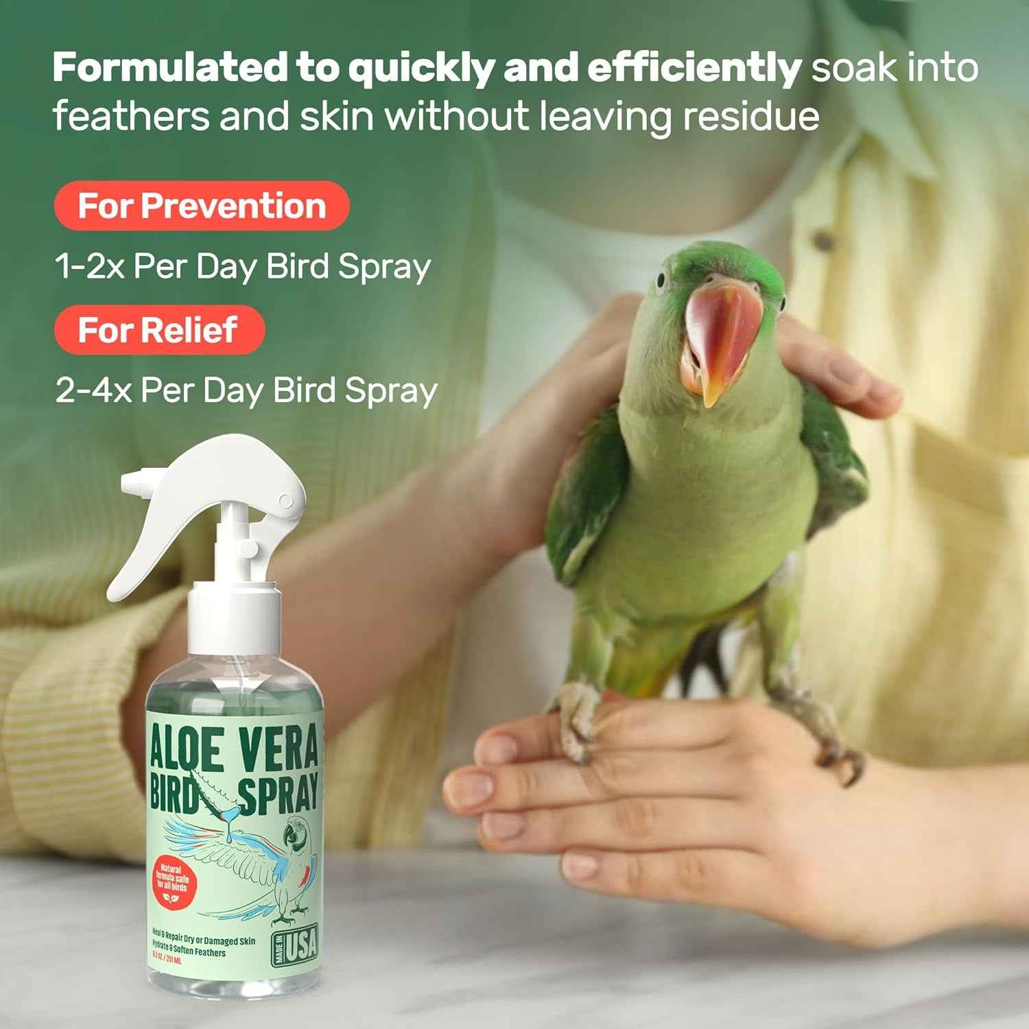 Aloe Vera Bird Spray for Feather & Skin – 8.5oz