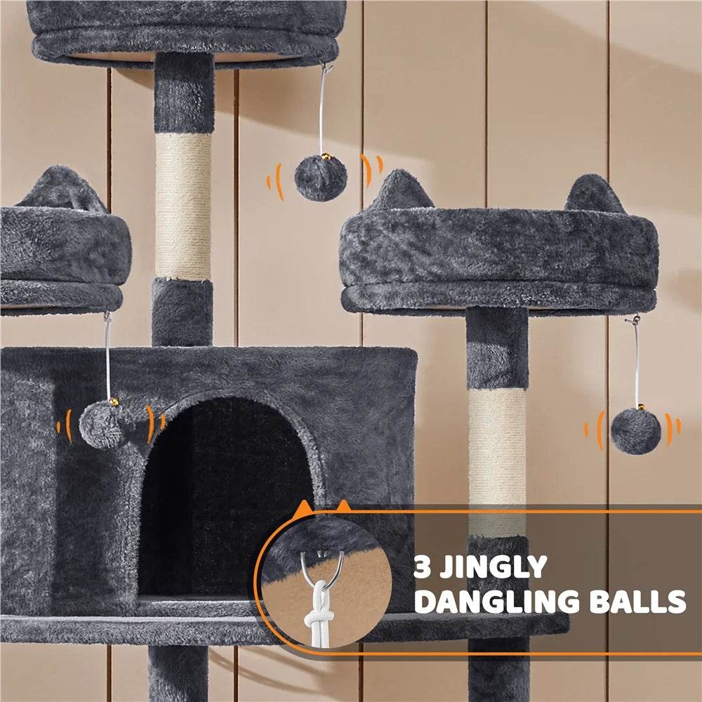 Renwick 69in Large Cat Tree Tower with Condos &amp; Scratching Board - Dark Gray