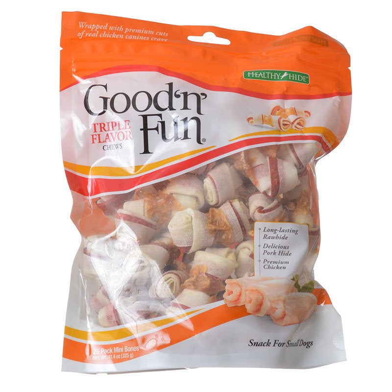 Healthy Hide Goodn Fun Triple-Flavor Chews Mini Beef, Pork and Chicken