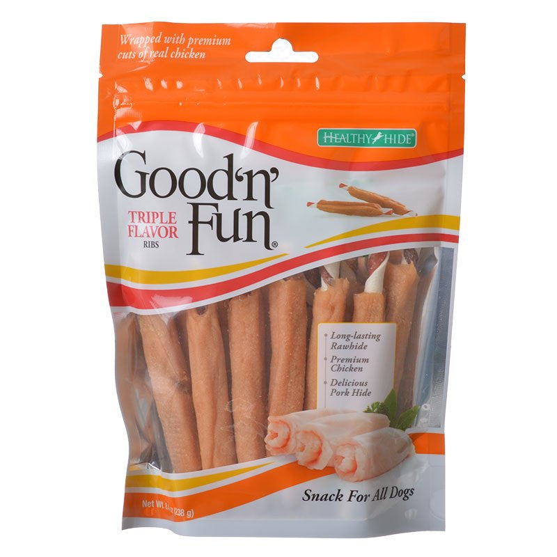 Healthy Hide Goodn Fun Triple Flavor Ribs Rawhide, Chicken and Pork Hide