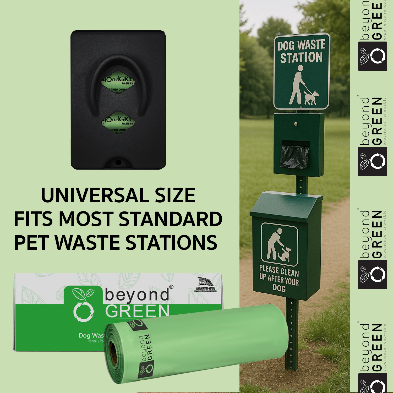 Dog Waste Bags – 200-Count Core Roll 8" x 13" | Bulk Refill | Made in USA | beyondGREEN