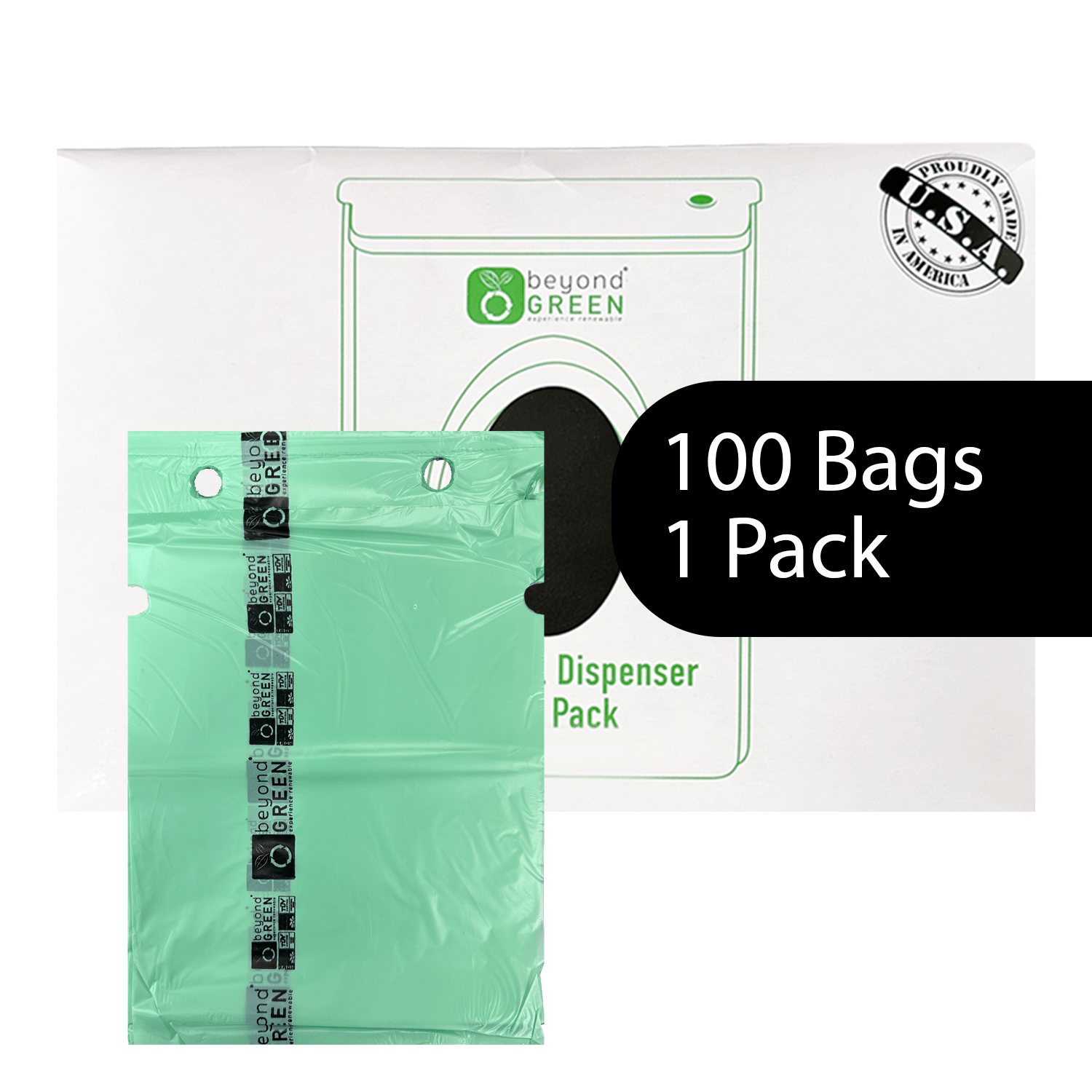 Dog Waste Station Bags – Single-Pull Refill 9" x 13" | Park Dispenser Compatible | Made in USA | beyondGREEN