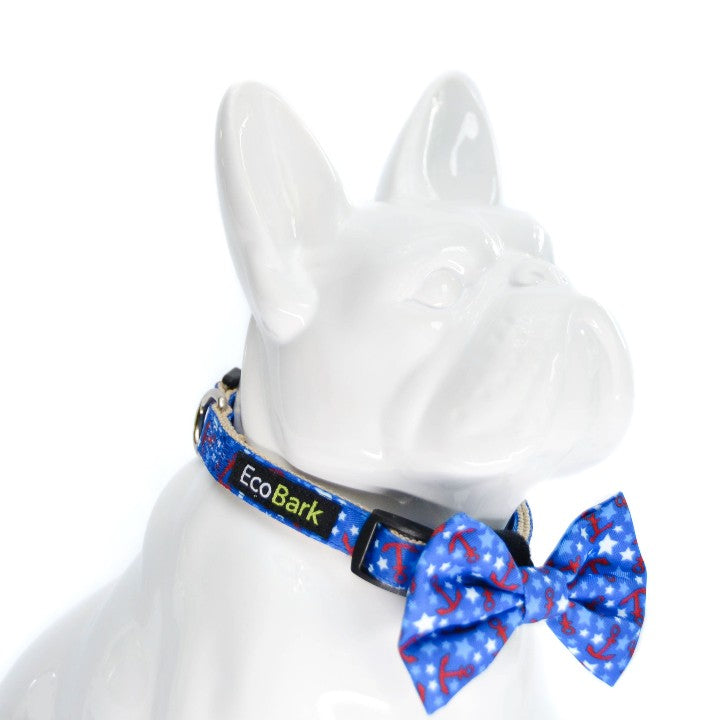 EcoBark Bow Tie Collar - Nautical Print