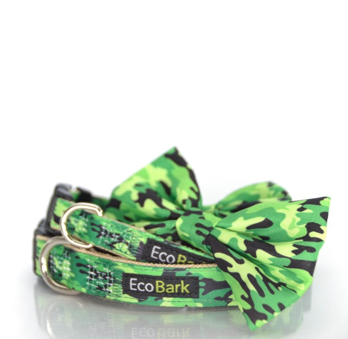 EcoBark Camo Bow Tie Dog Collar - Camouflage Print
