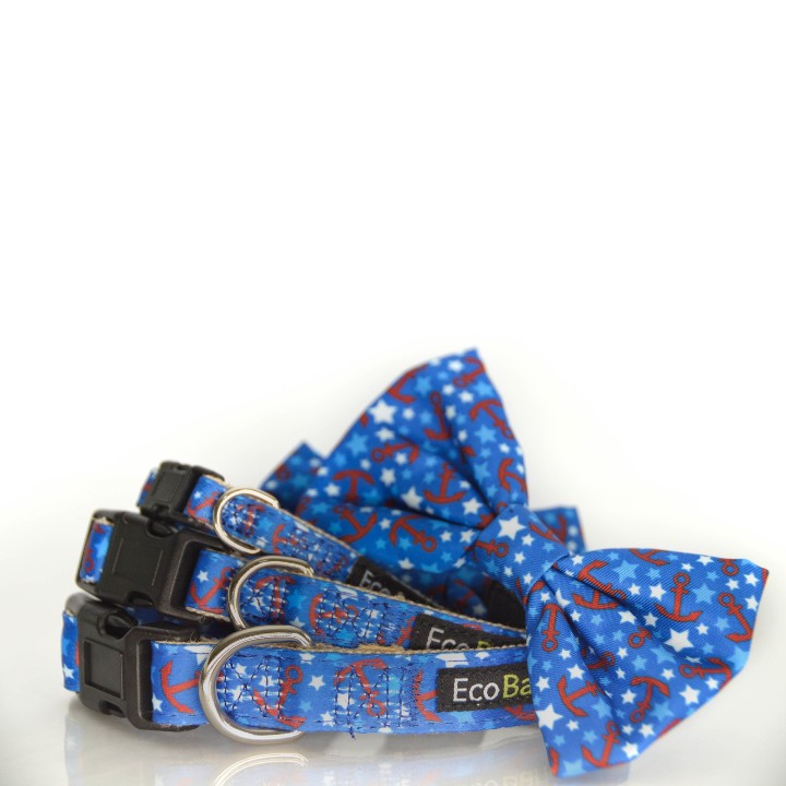 EcoBark Bow Tie Collar - Nautical Print