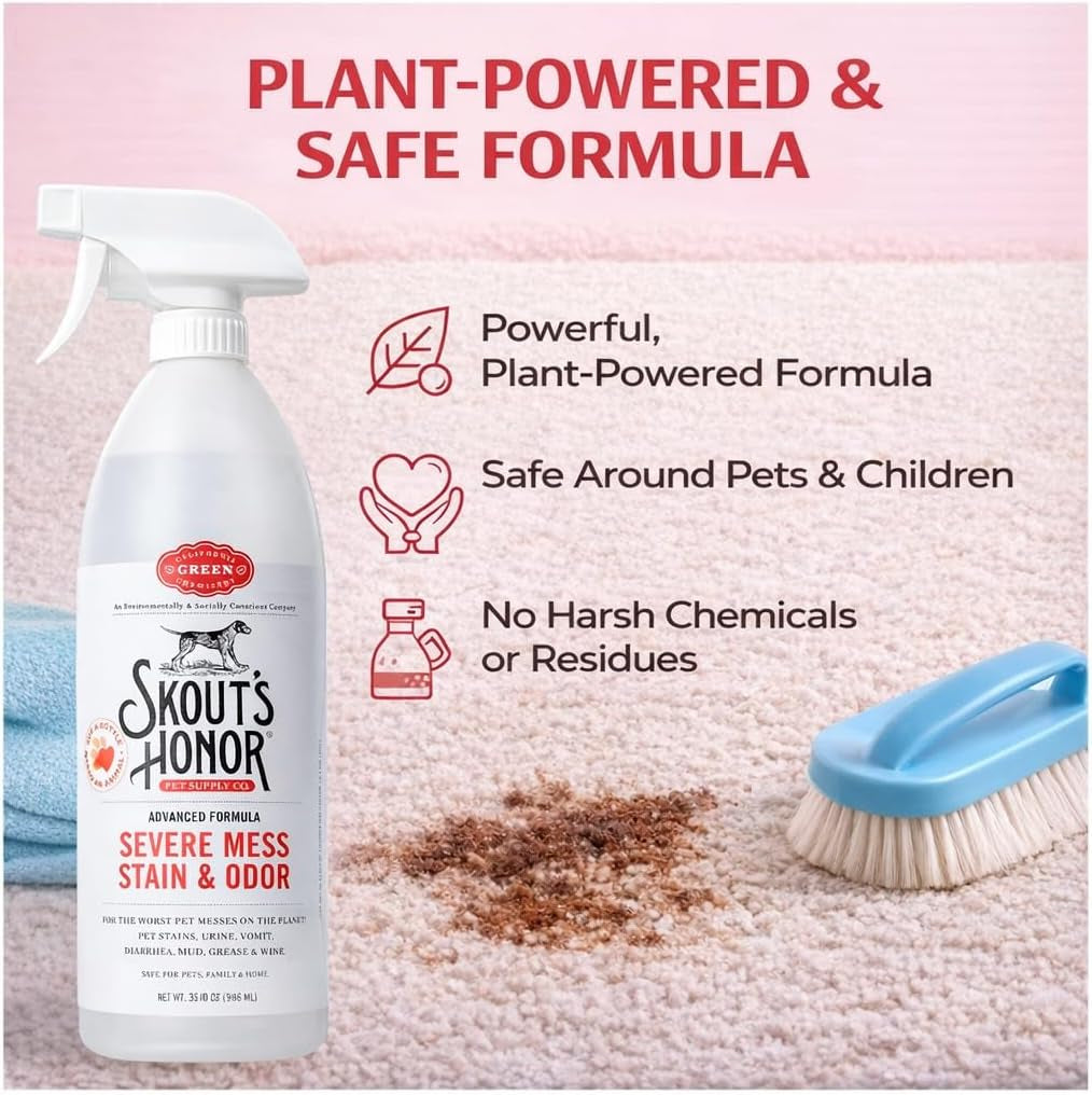 SKOUT'S Pet Stain Odor Eliminator Spray Dog Urine Carpet Cleaner 35oz