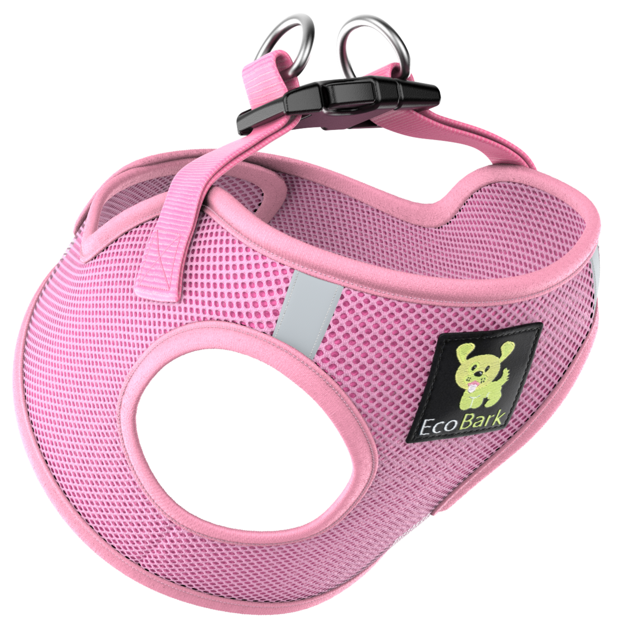 EcoBark Step In Dog Harness - Teacup & Small Breeds- Reflective Soft Mesh Harness for Teacup, Small Dogs and Puppies / Baby Pink