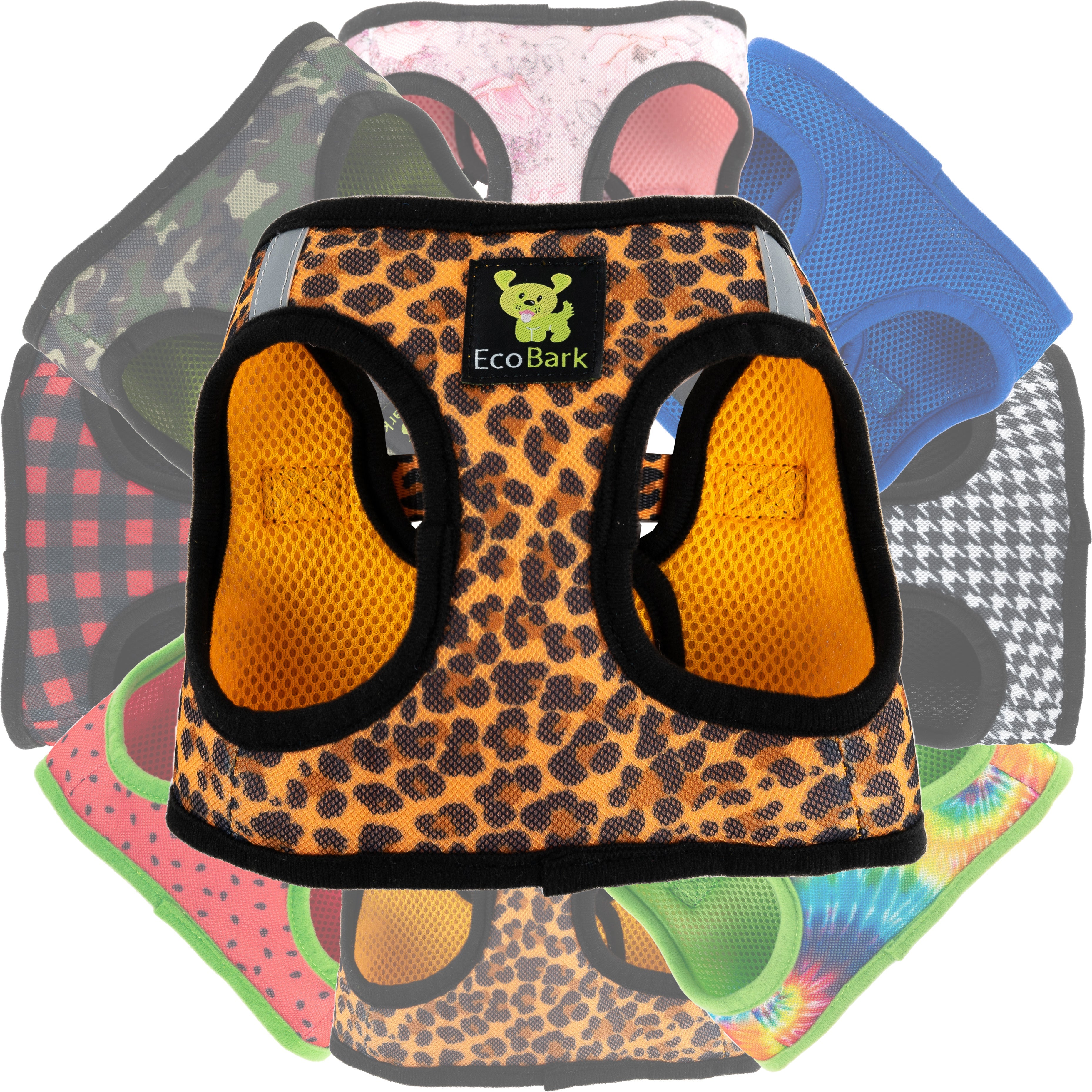 EcoBark Step In Dog Harness - Teacup & Small Breeds- Reflective Soft Mesh Harness for Teacup, Small Dogs and Puppies / Cheetah
