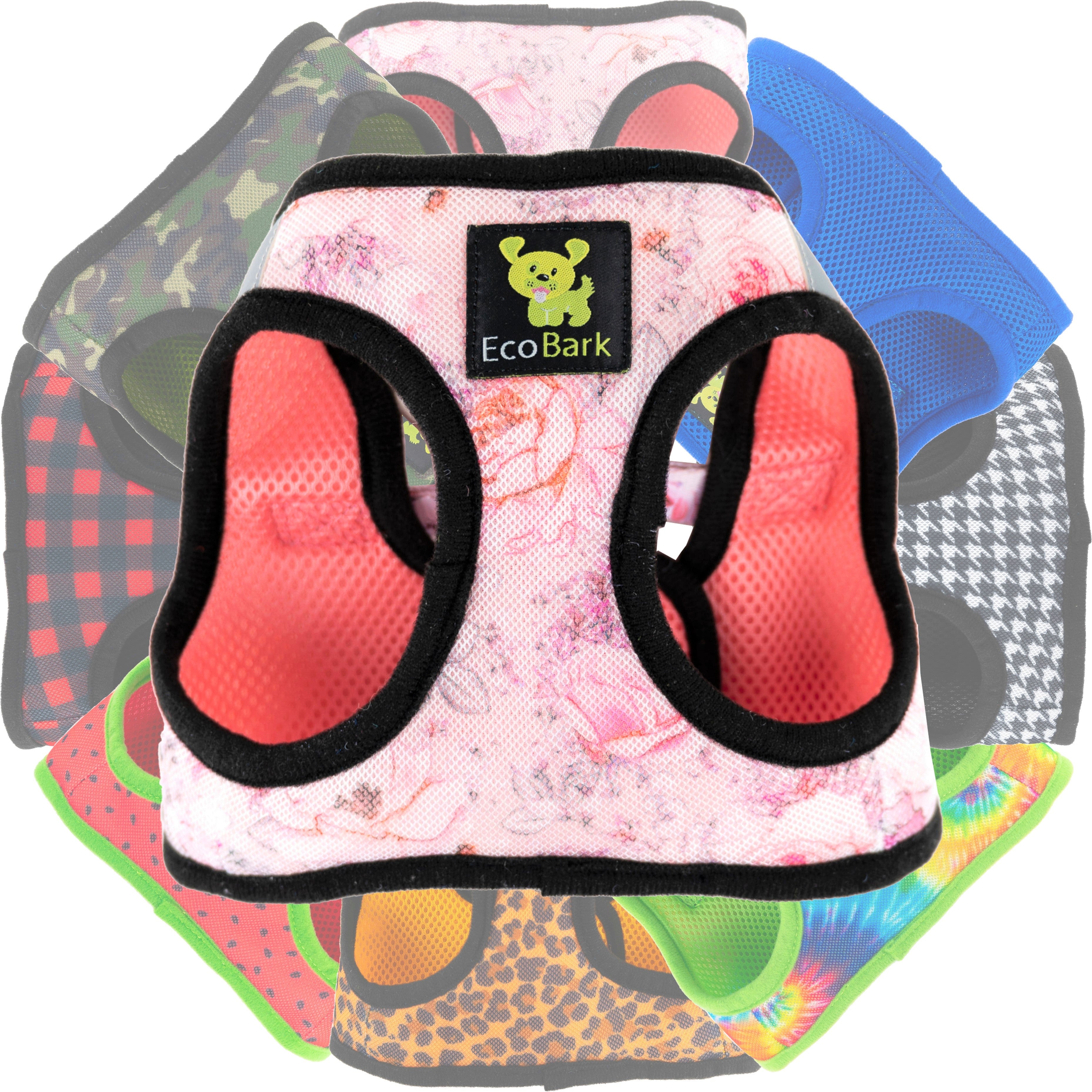 EcoBark Step In Dog Harness - Teacup & Small Breeds- Reflective Soft Mesh Harness for Teacup, Small Dogs and Puppies / French Floral