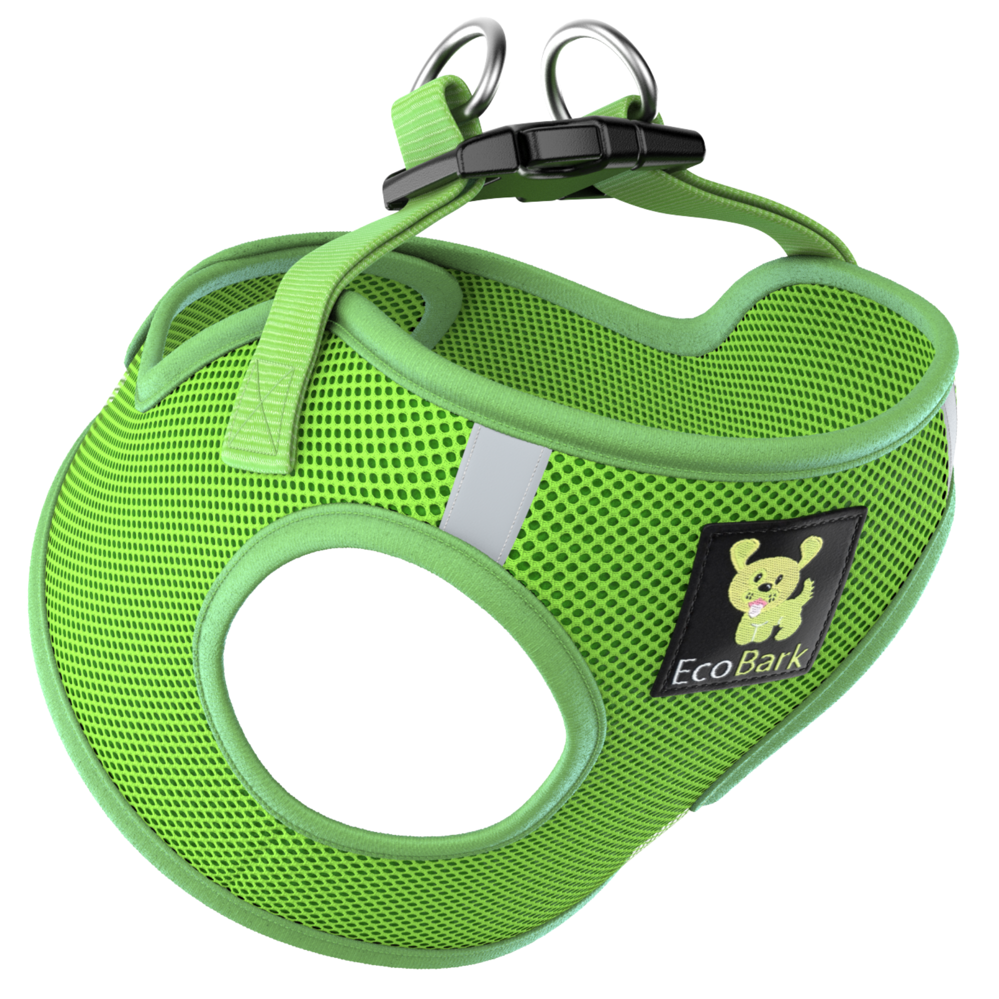 EcoBark Step In Dog Harness - Teacup & Small Breeds- Reflective Soft Mesh Harness for Teacup, Small Dogs and Puppies / Lime Green