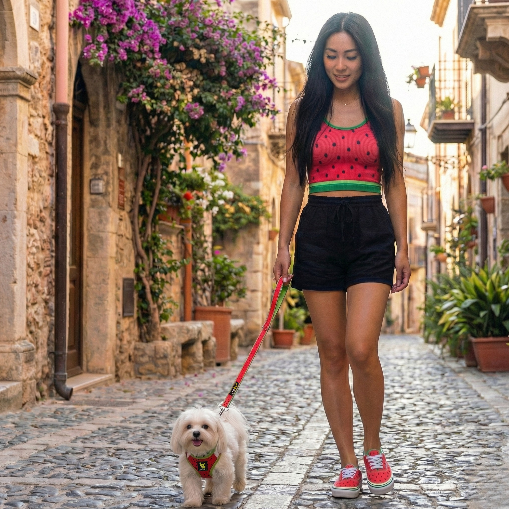 EcoBark Watermelon Dog Leash- Padded Comfort Grip Leash - 4ft, 5ft, and 6ft Leash for Small and Medium Dogs