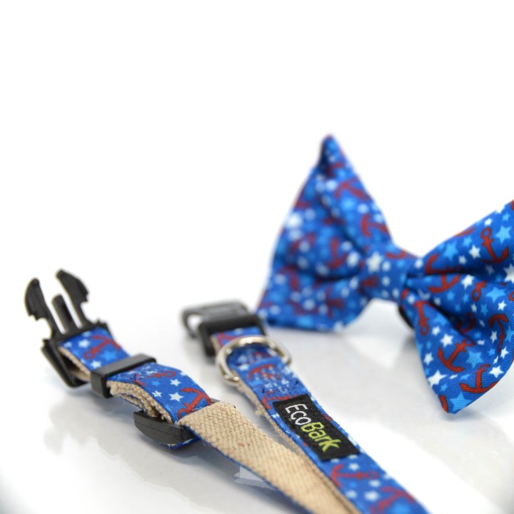 EcoBark Bow Tie Collar - Nautical Print