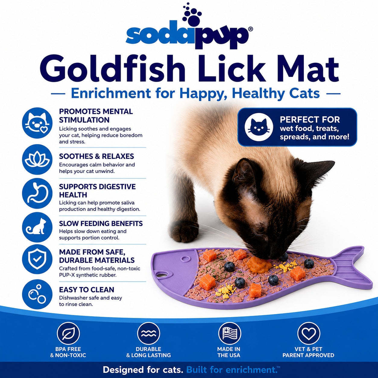 Goldfish emat - Small Enrichment Lick Mat for Cats | SodaPup