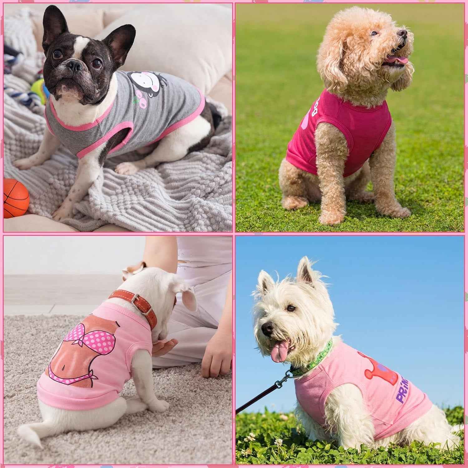 6 Pack Dog Shirts for Small Dogs Cute Summer Puppy Vests