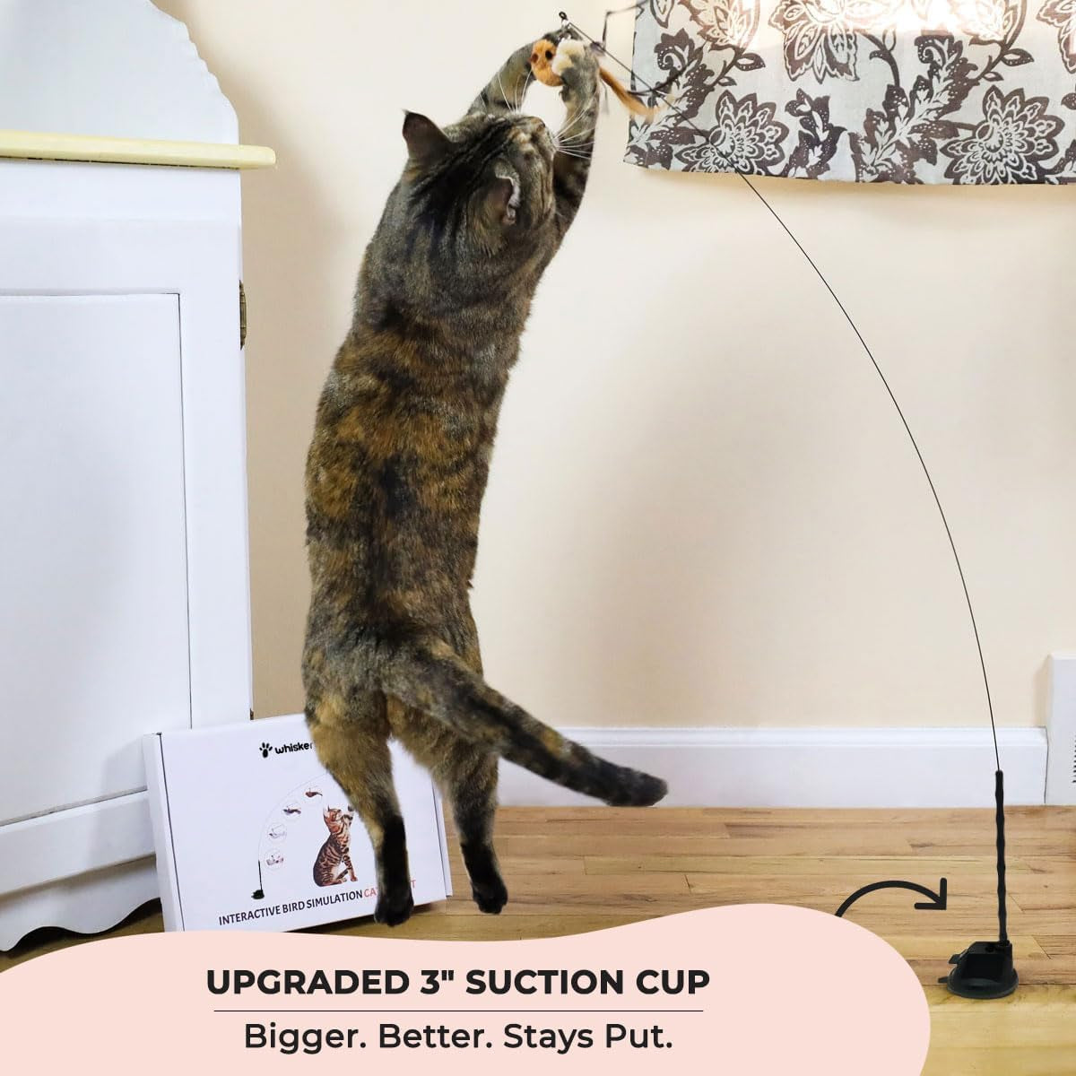 Interactive Cat Feather Toy with Suction Base & 5 Bird Refills