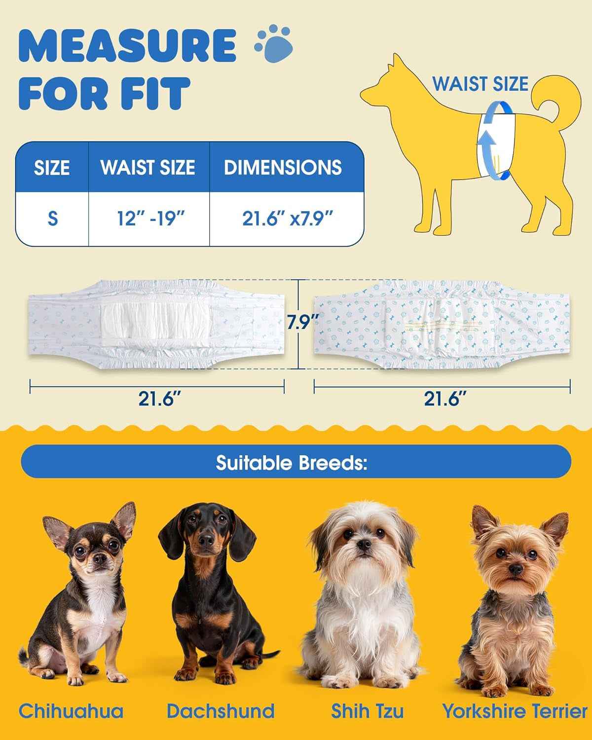 Male Dog Diapers 96 Count Small Belly Bands Leakproof Absorbent Wraps