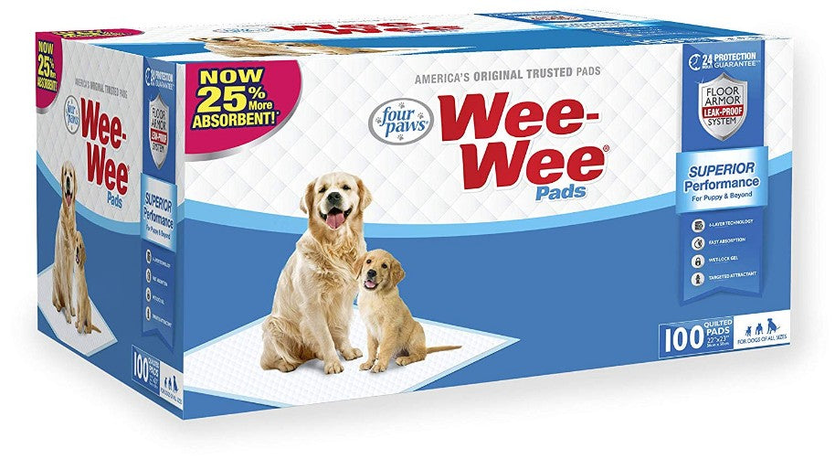 Four Paws Original Wee Wee Pads Floor Armor Leak-Proof System For All Dogs And Puppies