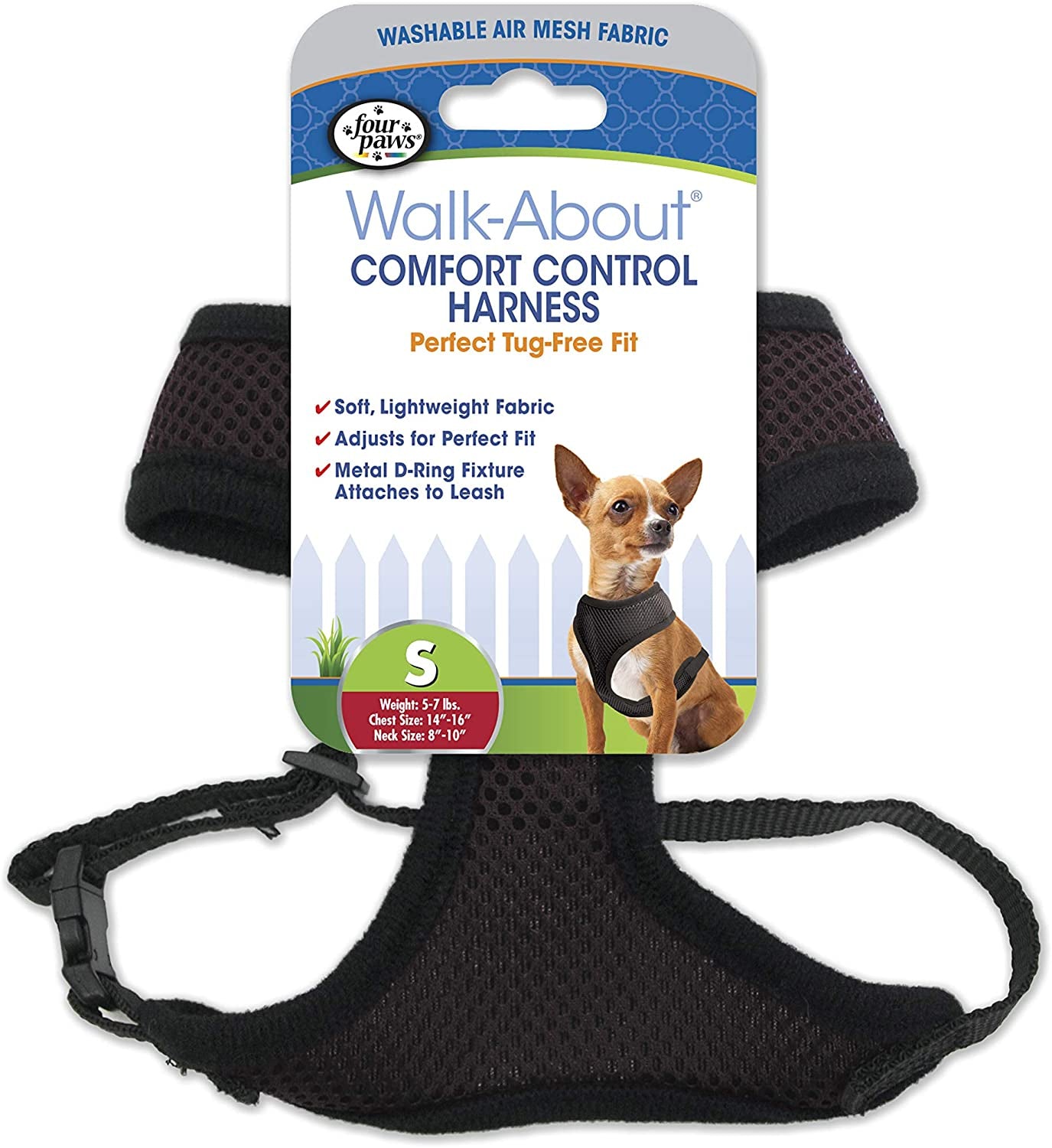 Four Paws Comfort Control Dog Harness Black Small