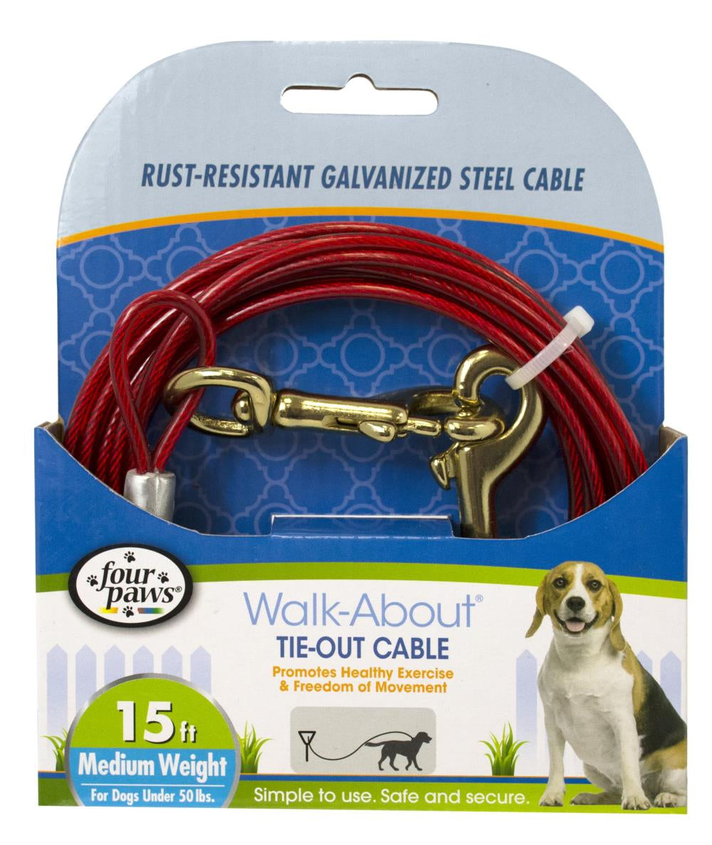 Four Paws Pet Select WalkAbout TieOut Cable Medium Weight for Dogs up to 50 lbs