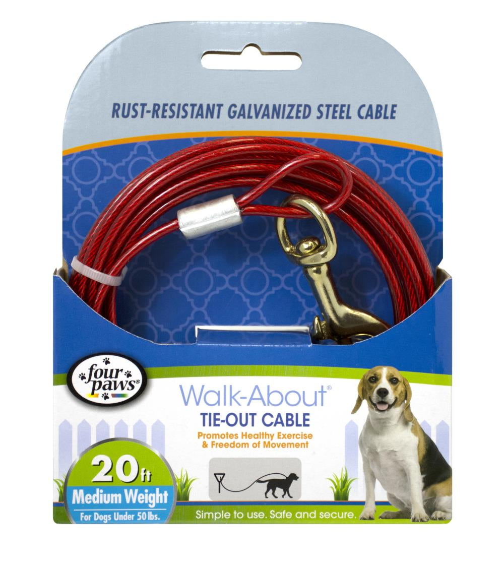 Four Paws Pet Select Walk-About Tie-Out Cable Medium Weight For Dogs Up To 50 Lbs