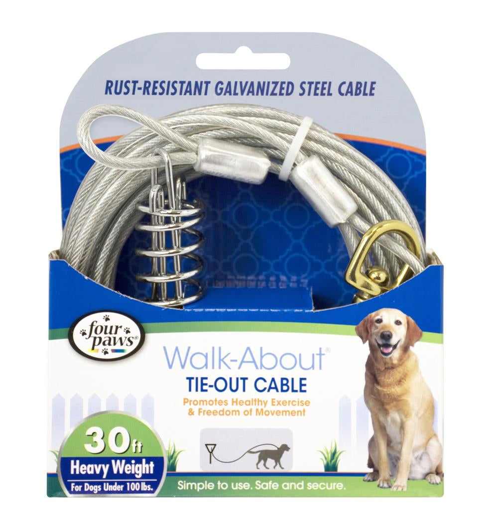 Four Paws Pet Select Walk-About Tie-Out Cable Heavy Weight For Dogs Up To 100 Lbs