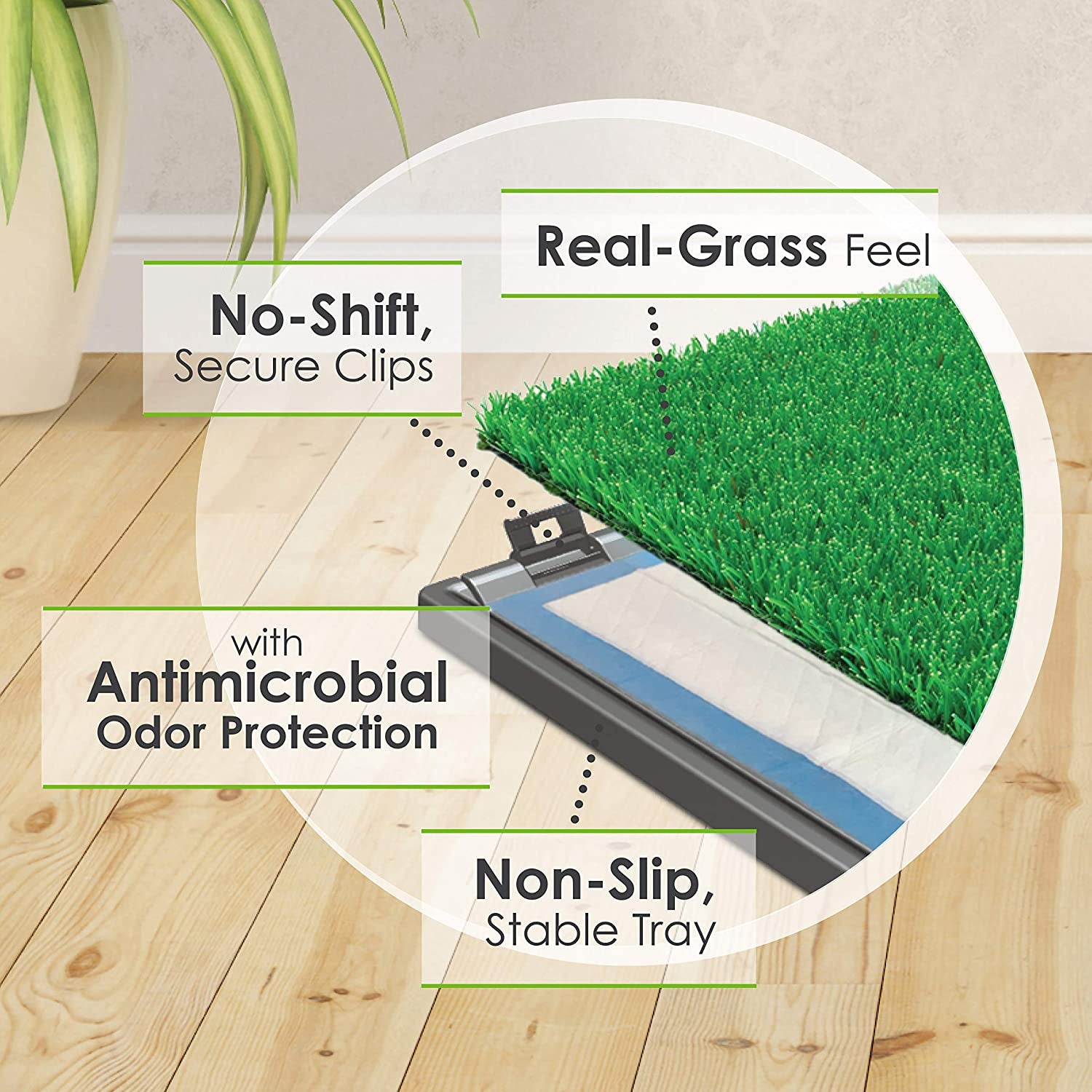 Four Paws Wee-Wee Premium Pet Potty - 24.5" x 25.7" Gray Artificial Grass for Indoor/Outdoor Dog Training