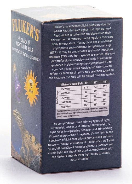 Fluker'S Incandescent Black Nightlight Bulbs For Reptiles, 75 Watt