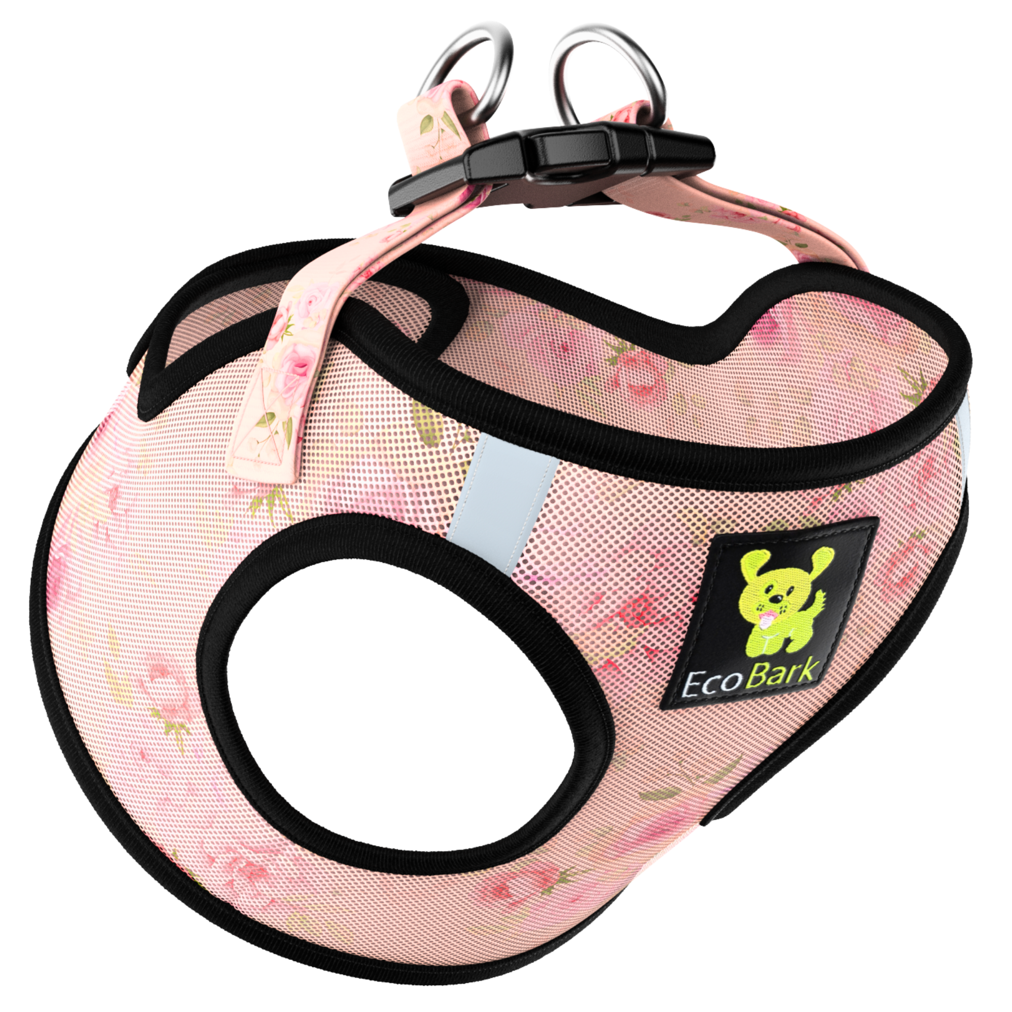 EcoBark Step In Dog Harness - Teacup & Small Breeds- Reflective Soft Mesh Harness for Teacup, Small Dogs and Puppies / French Floral
