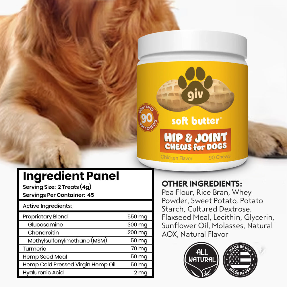 Hip & Joint Chews for Dogs (90 Count Jar)