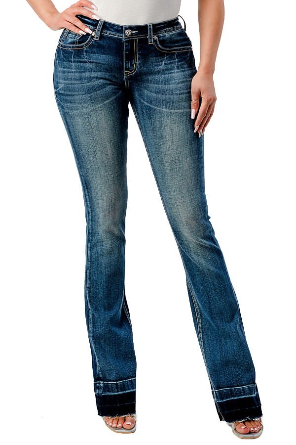 Grace in LA Womens Western 3D Horse Mid Rise Bootcut Jeans