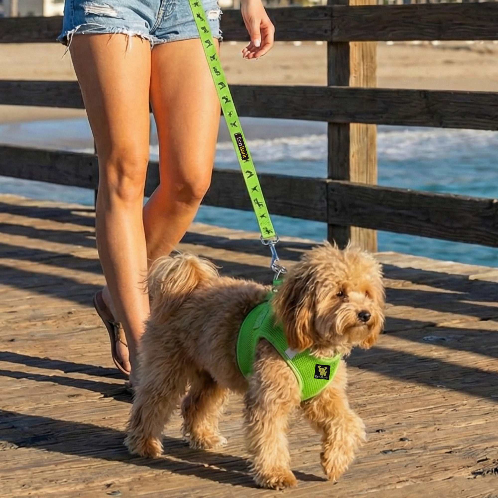 EcoBark Step In Dog Harness - Teacup & Small Breeds- Reflective Soft Mesh Harness for Teacup, Small Dogs and Puppies / Lime Green