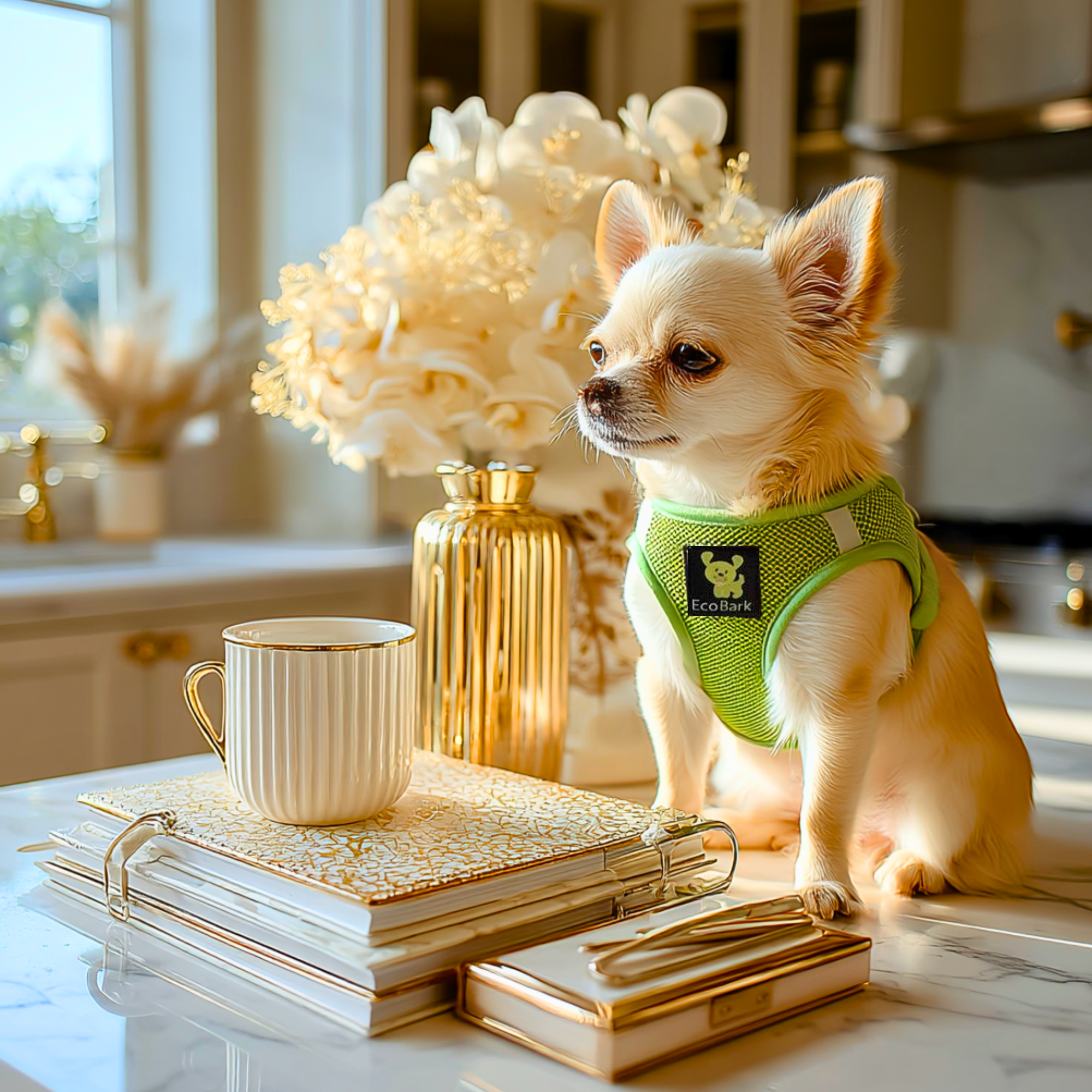 EcoBark Step In Dog Harness - Teacup & Small Breeds- Reflective Soft Mesh Harness for Teacup, Small Dogs and Puppies / Lime Green