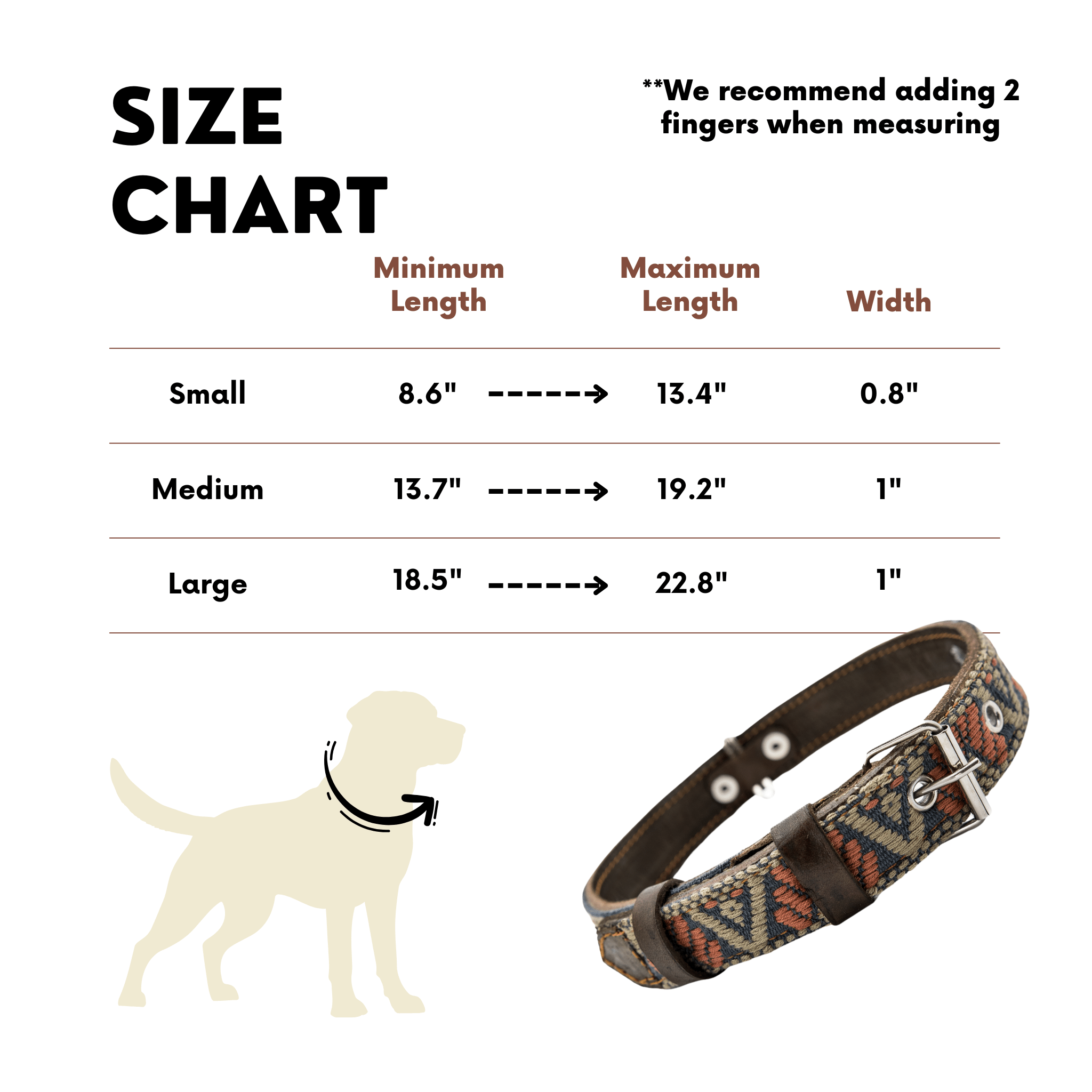 Handmade Leather Dog Collar — Aztec Embroidered | Bronze Olive