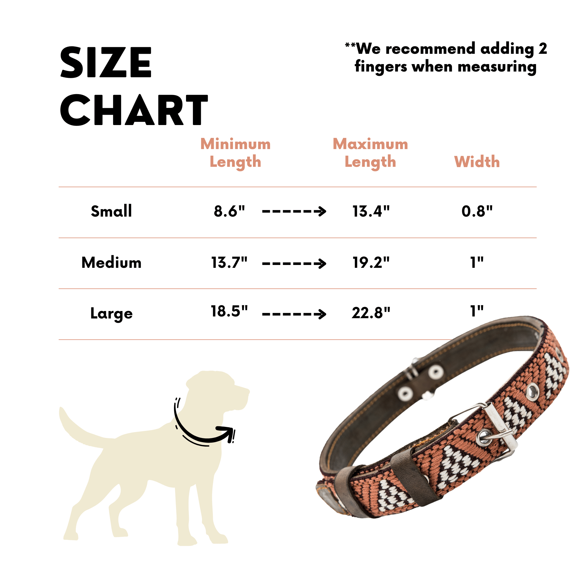Handmade Leather Dog Collar — Aztec Embroidered | Brown Rust