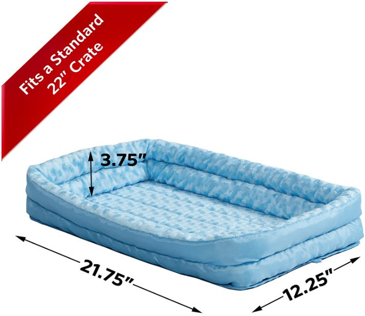 Midwest Homes For Pets Double Bolster Pet Bed | Blue 22-Inch Dog Bed Ideal For Xs Dog Breeds & Fits 22-Inch Long Dog Crates