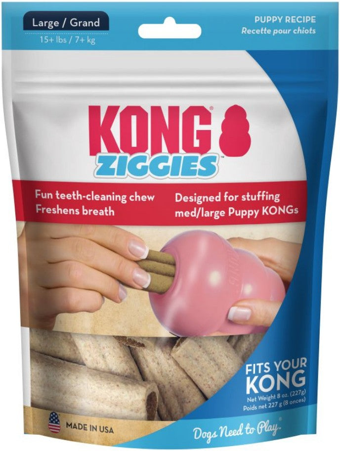 Kong Ziggies Puppy Recipe Teeth Cleaning Dog Chew Large