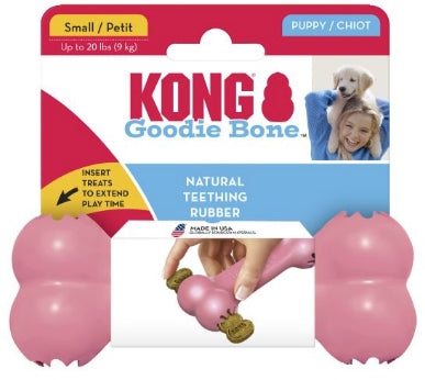 (3 Pack) Kong Puppy Goodie Bone Dog Toy, Small, Assorted Pink/Blue