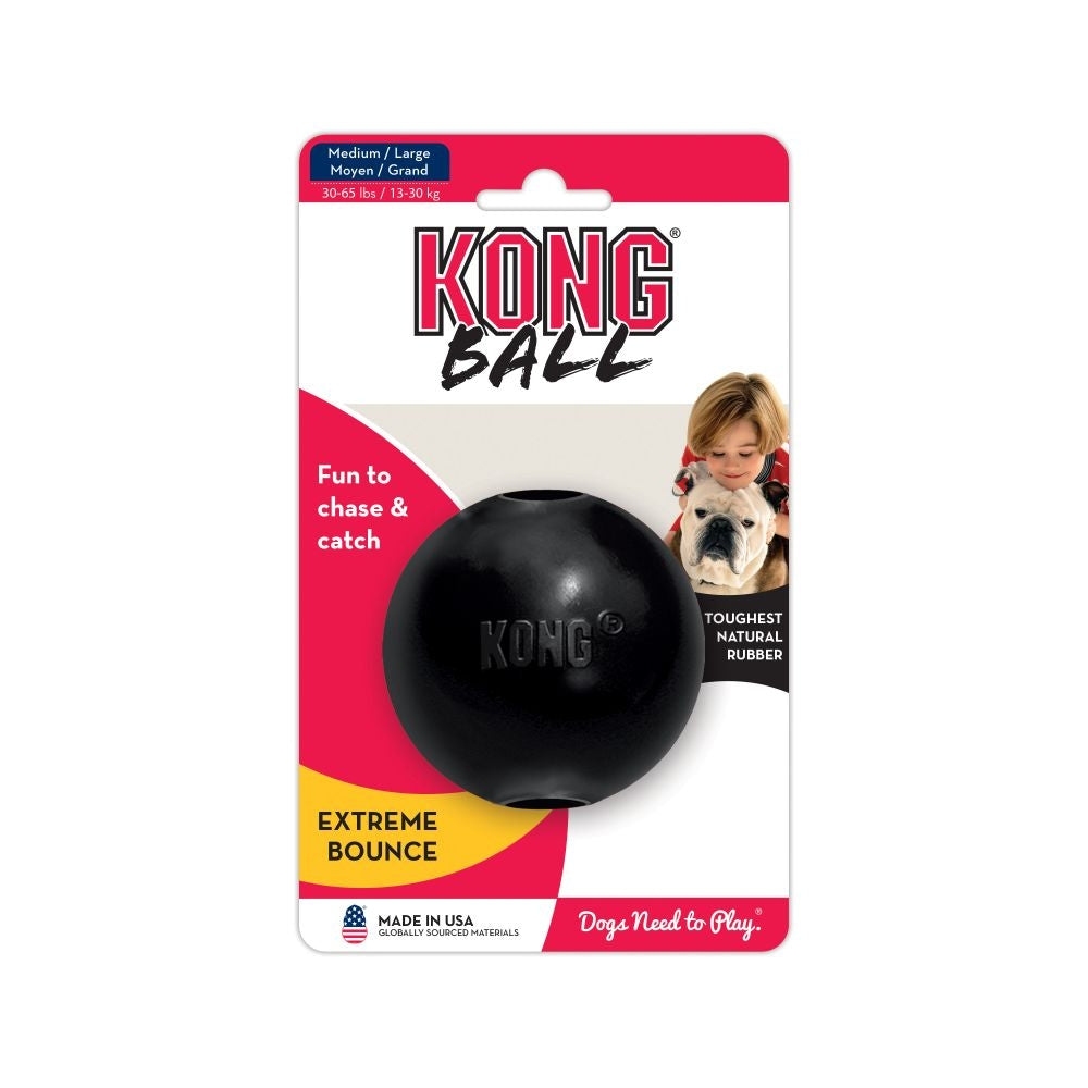 Kong - Extreme Ball - Durable Rubber Dog Toy For Power Chewers, Black - For Medium/Large Dogs