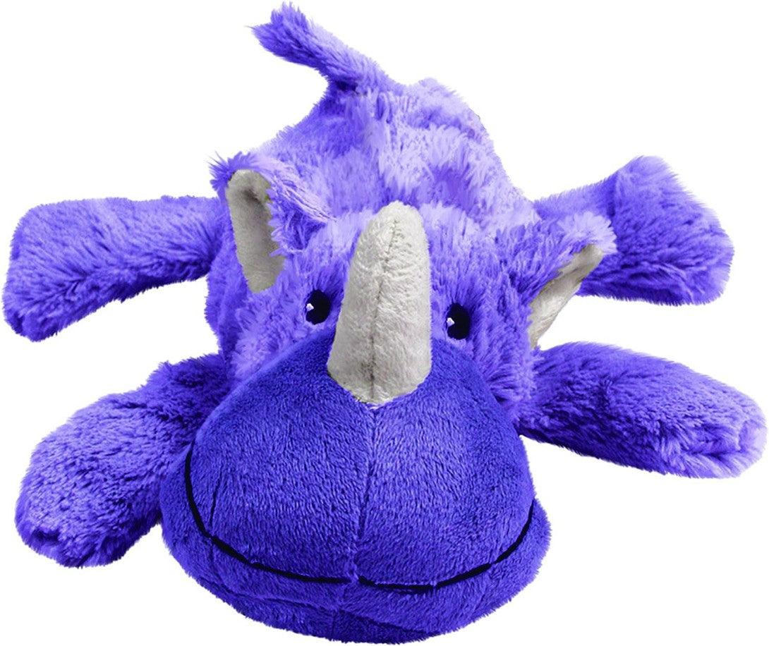 KONG Cozie Rosie Rhino Plush Dog Toy for Small Dogs - Purple - Indoor Cuddle Squeaky - Model ZY38