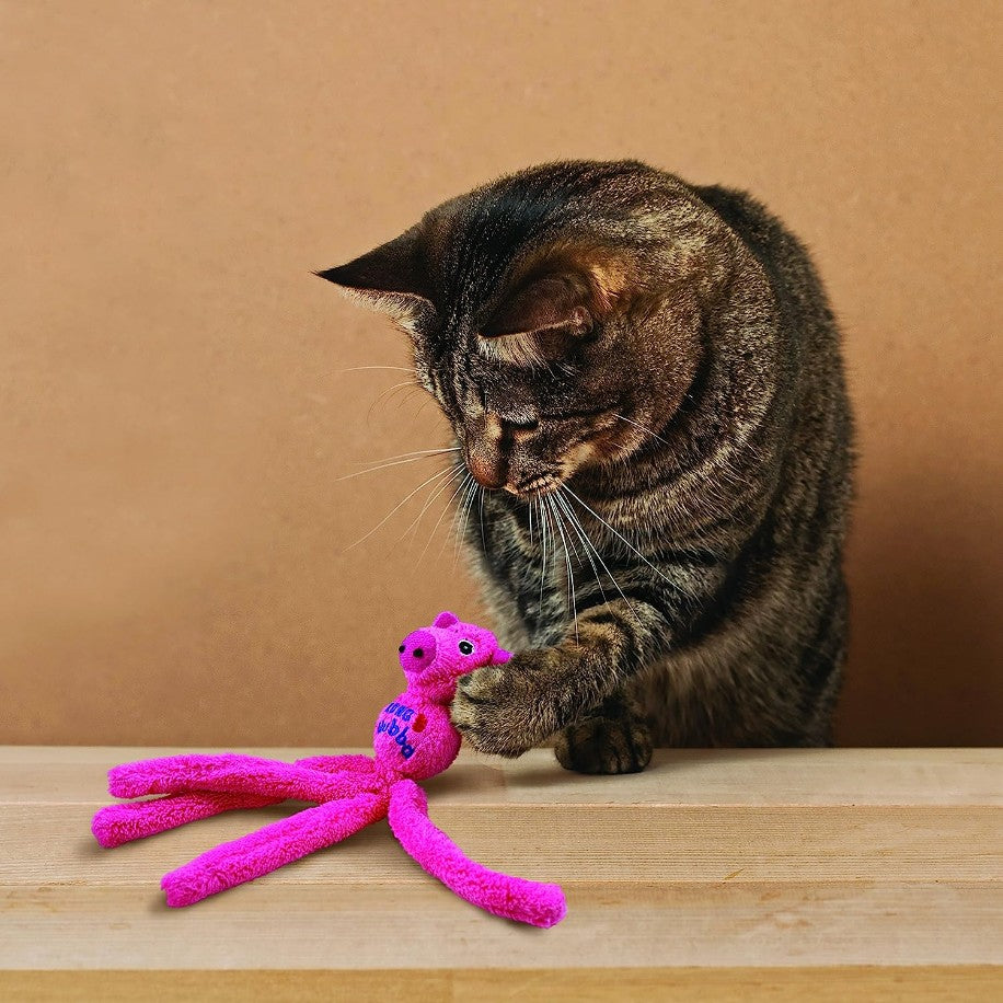 Kong - Cat Wubba Mouse - Soft Plush Catnip Toy, Crinkles And Rattles (Assorted Colors)