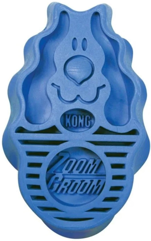 Kong - Zoomgroom - Dog Brush For Grooming And Shampooing - Blue Brush For Small Dogs And Puppies