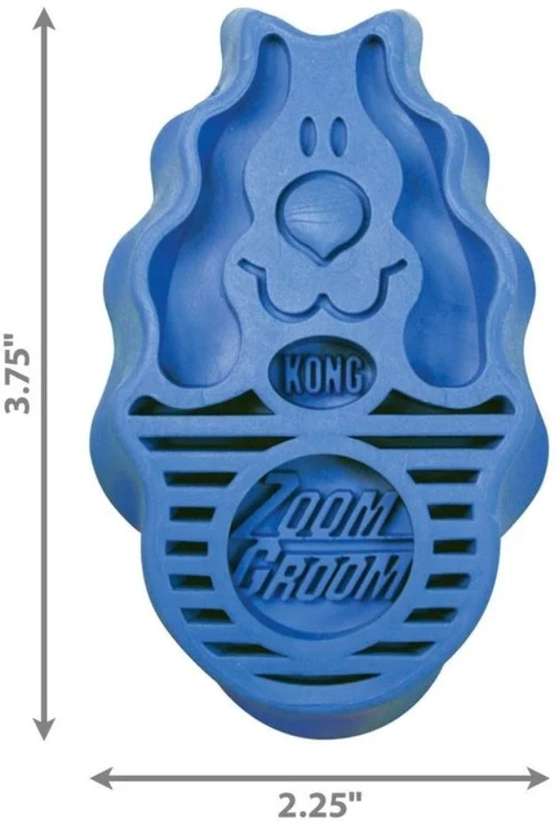 Kong - Zoomgroom - Dog Brush For Grooming And Shampooing - Blue Brush For Small Dogs And Puppies
