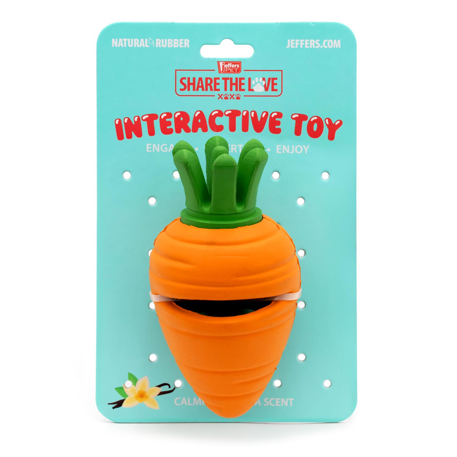 Jeffers Carrot Natural Rubber Treat Dispensing Dental Dog Chew Toy with Slit