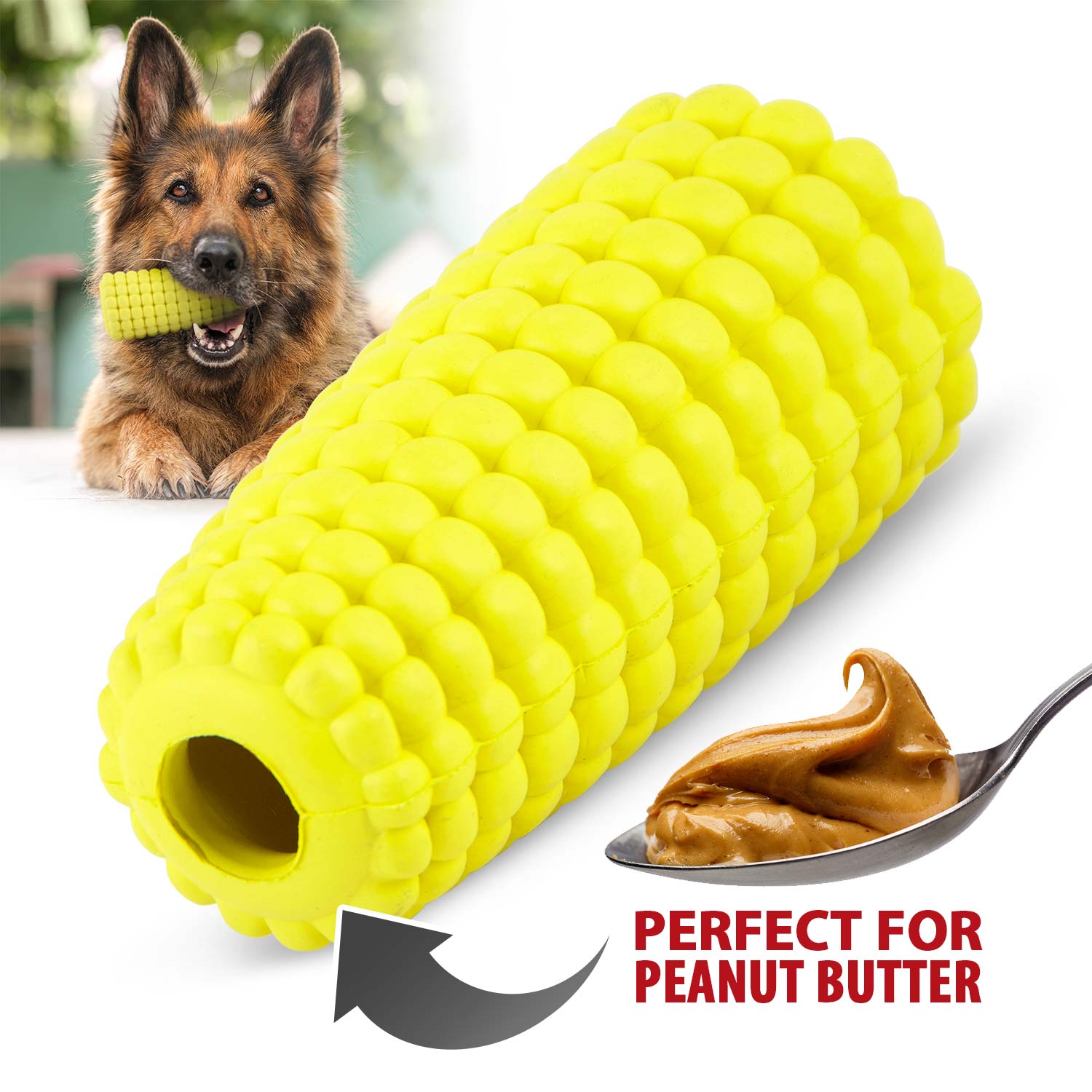 Jeffers Corn Cob Natural Rubber Stuffable Treat Dispenser Dog Dental Chew Toy