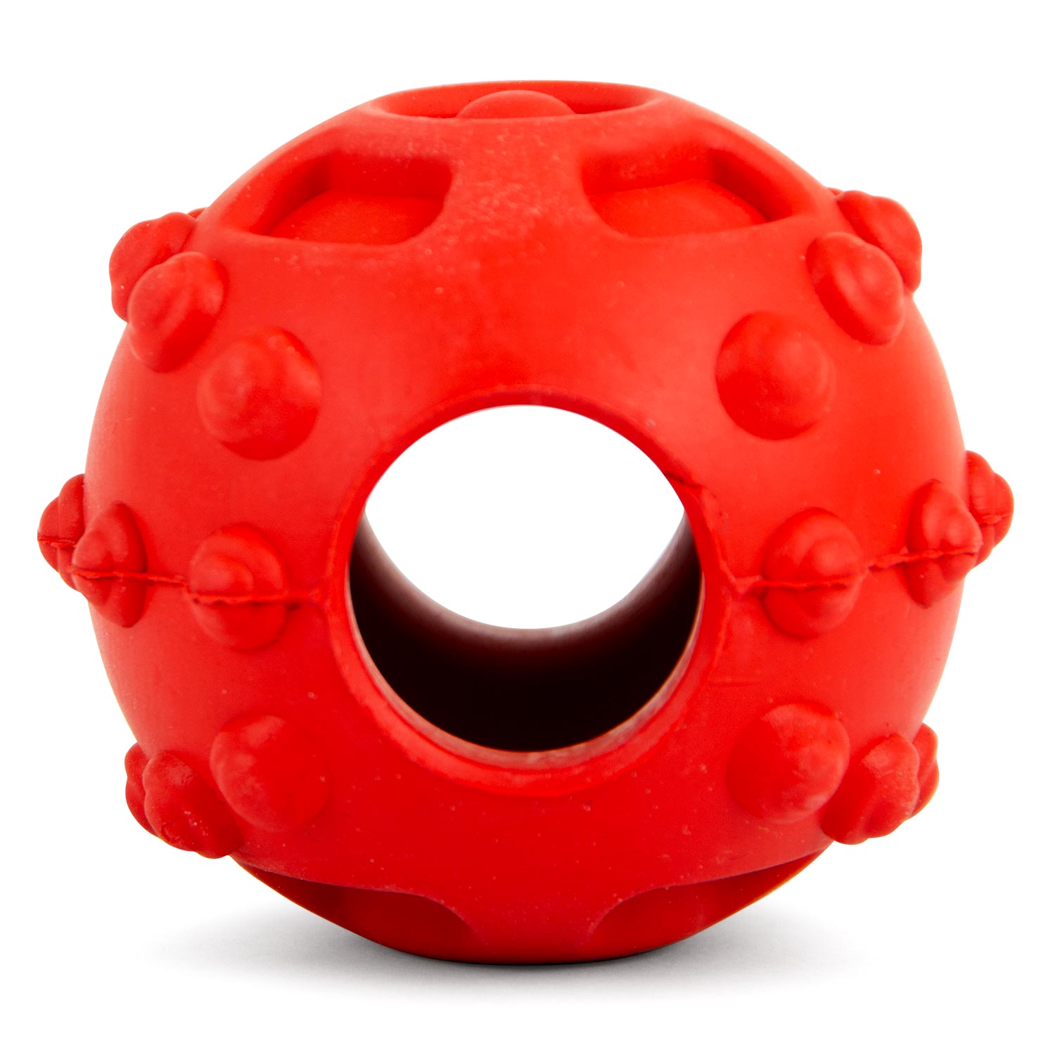 Jeffers Hollow Red Knobby Ball Natural Rubber Dental Treat Dispensing Dog Chew Toy