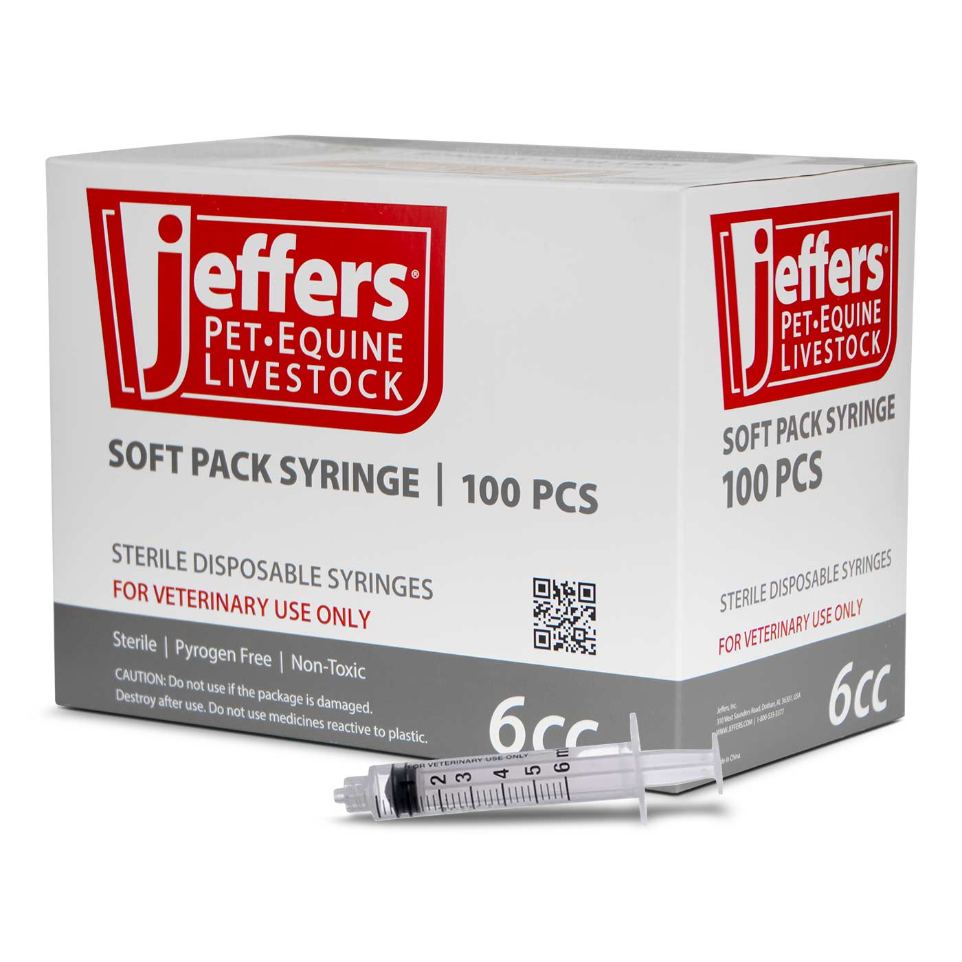 Jeffers Luer Lock Syringes, Boxes of 100