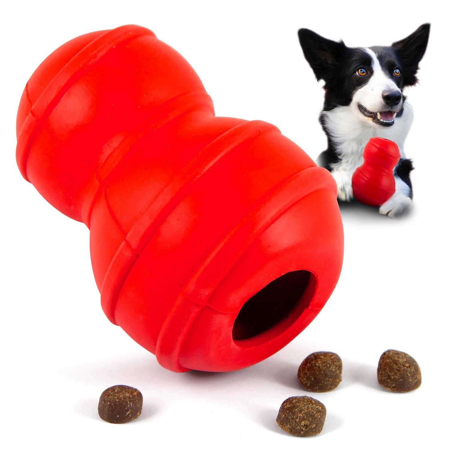 Jeffers Red Classic Stuffable Fetch & Chew Natural Rubber Treat Dispensing Dental Dog Toy