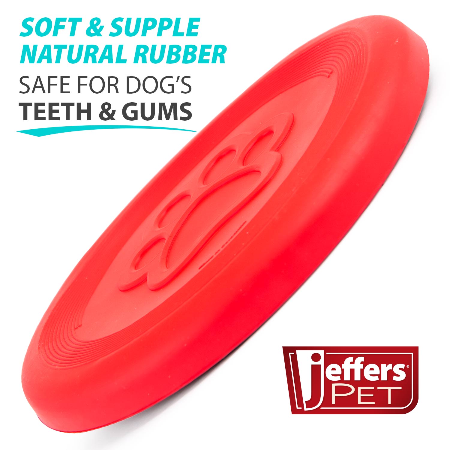 Jeffers Red Paw Frisbee Natural Rubber Dog Toy for Fetching & Chewing